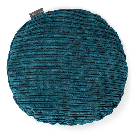 Coussin Rond 50cm - Côtelé Bleu Canard 01