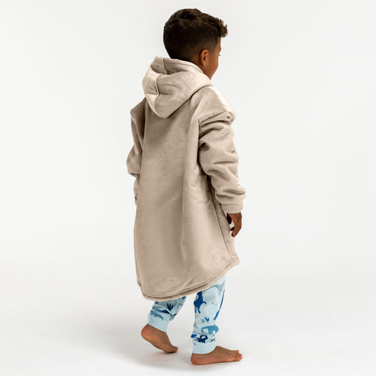 Couverture à Capuche pour Enfants - Molleton Crème / Vison 04