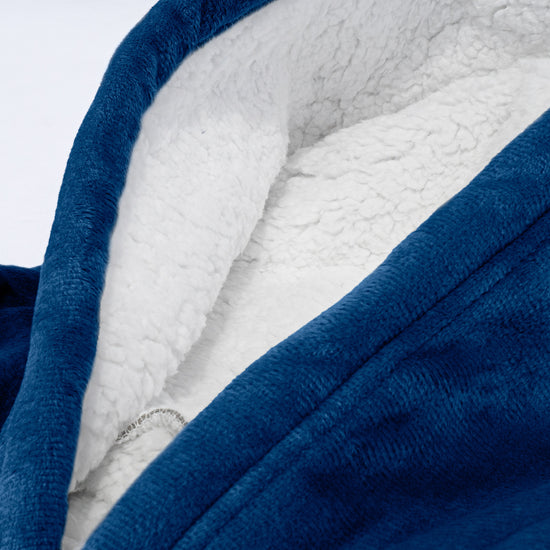 Couverture à Capuche pour Homme et Femme - Molleton Bleu Foncé 06
