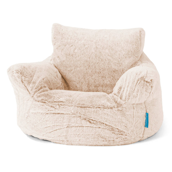 Fauteuil Pouf Bambin 1-3 ans - Fausse Fourrure Lapin Blanc 01