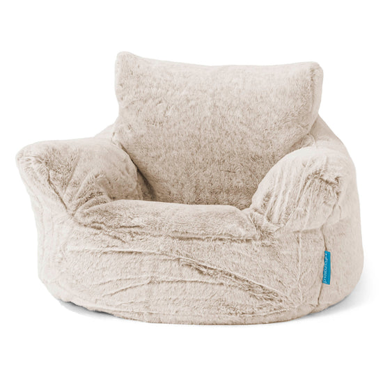 Fauteuil Pouf Bambin 1-3 ans - Fausse Fourrure Lapin Brun Doré 01