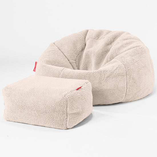 Pouf Poire Classique - Fausse Fourrure Nounours Crème 02