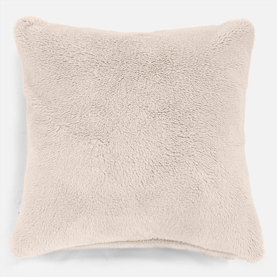 Grand Coussin 70 x 70cm - Fausse Fourrure Nounours Crème 01