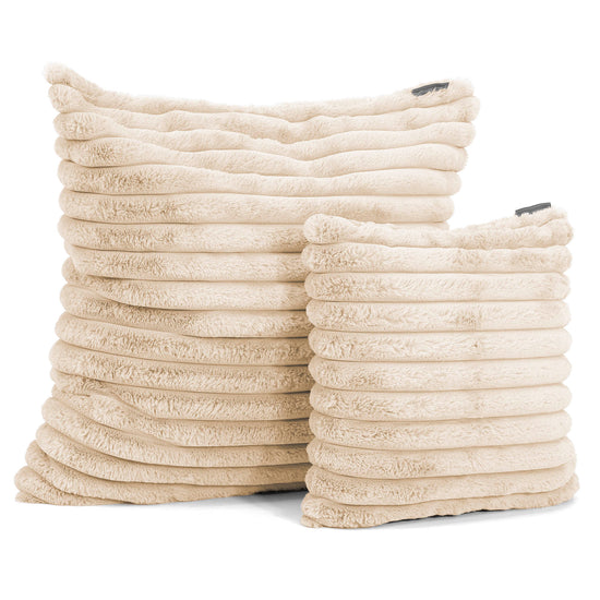 Grand Housse de Coussin 70 x 70cm - Velours Côtelé Ultra Pelucheux Crème 02