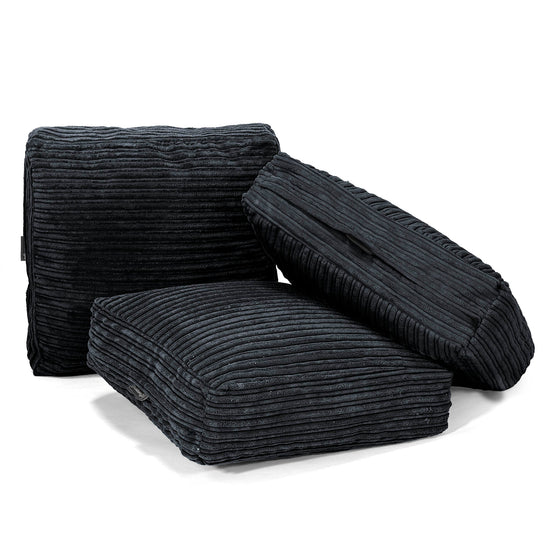 Grand Coussin de Sol - Côtelé Noir 04