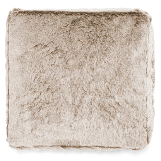 Grand Coussin de Sol - Fausse Fourrure Lapin Brun Doré 03