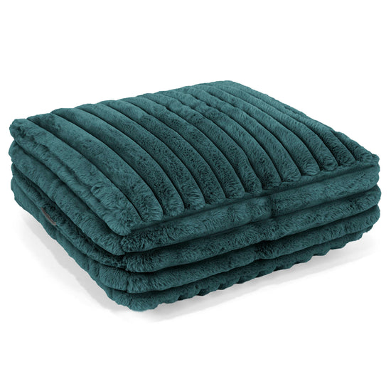 Grand Coussin de Sol - Velours Côtelé Ultra Pelucheux Bleu Canard 01