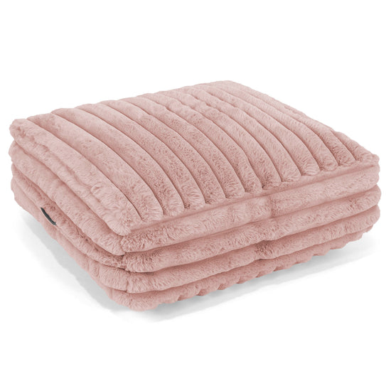Grand Coussin de Sol - Velours Côtelé Ultra Pelucheux Rose Pastel 01