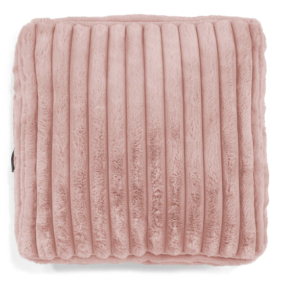 Grand Coussin de Sol - Velours Côtelé Ultra Pelucheux Rose Pastel 02
