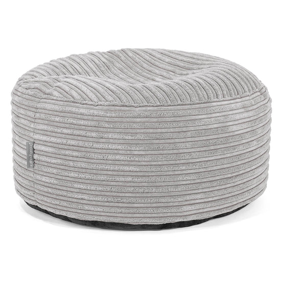 Grand Repose-pied Rond - Côtelé Gris Argent 01