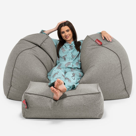Pouf Fauteuil Design - Côtelé Gris Acier 3763