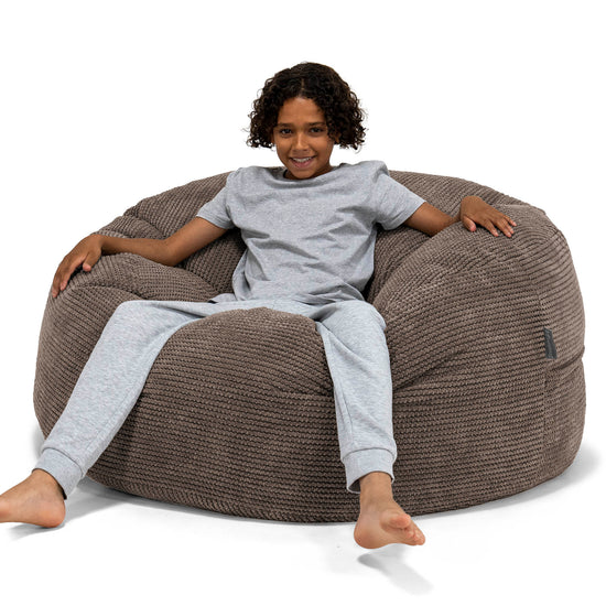 Pouf Ultra Confort pour Enfants 6-14 ans - Pompon Chocolat 01