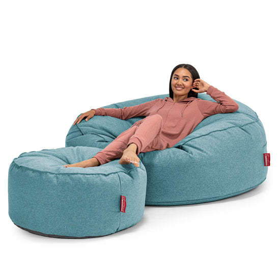 Canapé Pouf Géant Grande Mammouth - Interalli Laine Aqua 02