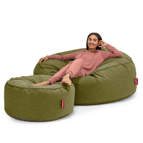 Canapé Pouf Géant Grande Mammouth - Interalli Laine Vert Acide 02