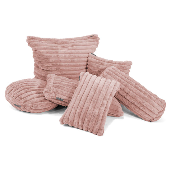 Housse de Coussin Rectangulaire Géant 40 x 80cm - Velours Côtelé Ultra Pelucheux Rose Pastel 02