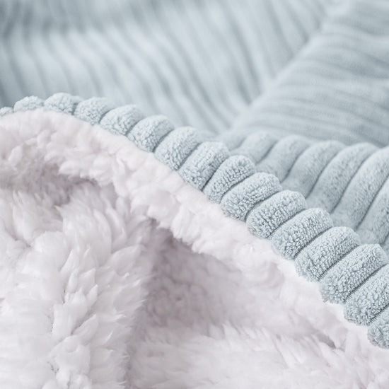Plaid / Couverture Sherpa - Côtelé Bébé Bleu 04