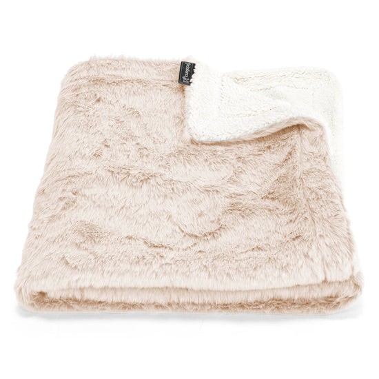 Plaid / Couverture Sherpa - Fausse Fourrure Lapin Blanc 01