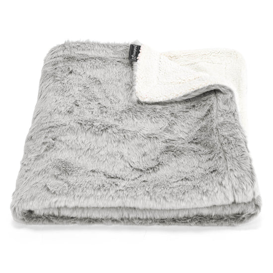 Plaid / Couverture Sherpa - Fausse Fourrure Lapin Gris clair 01