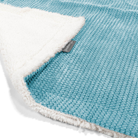 Plaid / Couverture Sherpa - Pompon Mer Égée 02