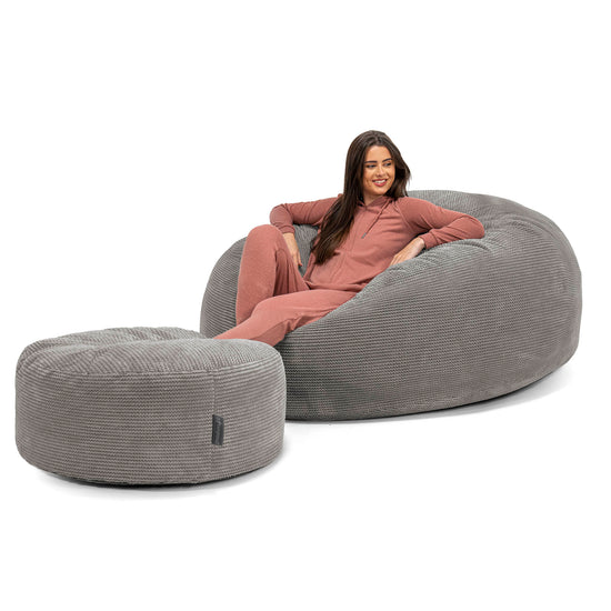 Canapé Pouf Géant Grande Mammouth - Pompon Anthracite 02