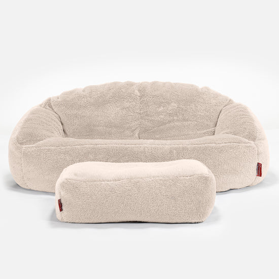 Pouf Canapé Bubble - Fausse Fourrure Nounours Crème 02
