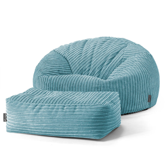Pouf Canapé Classique - Côtelé Mer égée 02