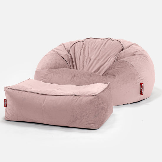 Pouf Canapé Classique - Velours Rose 02
