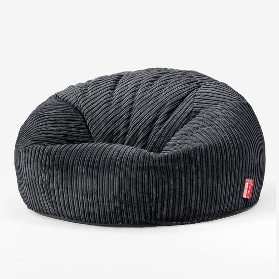 Canapé Pouf pour Enfant 6-14 ans - Côtelé Noir 02
