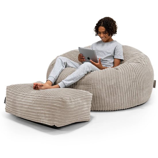 Canapé Pouf pour Enfant 6-14 ans - Côtelé Vison 01
