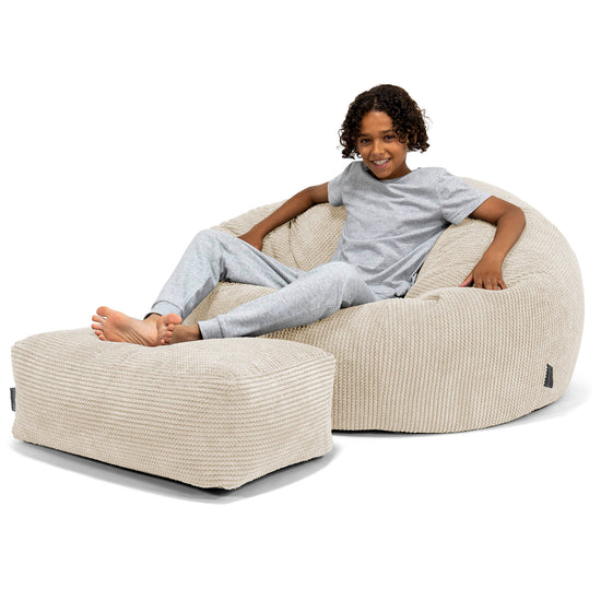Canapé Pouf pour Enfant 6-14 ans - Pompon Crème 01