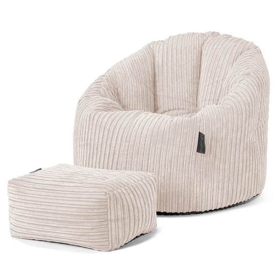 Pouf Chaise Design - Côtelé Ivoire 02