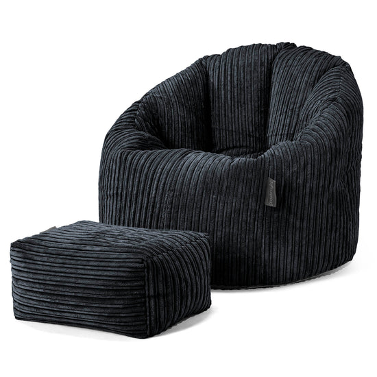 Pouf Chaise Design - Côtelé Noir 02