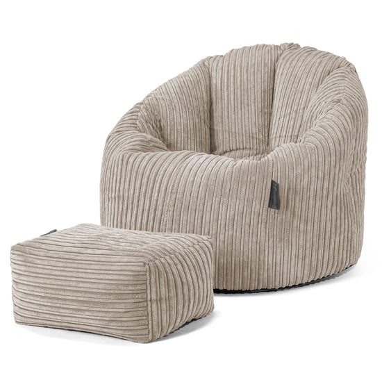 Pouf Chaise Design - Côtelé Vison 02