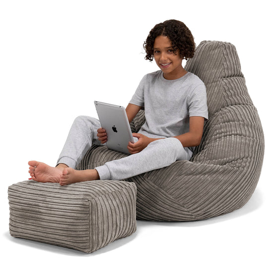Pouf Gamer pour Enfant 6-14 ans - Côtelé Anthracite 01