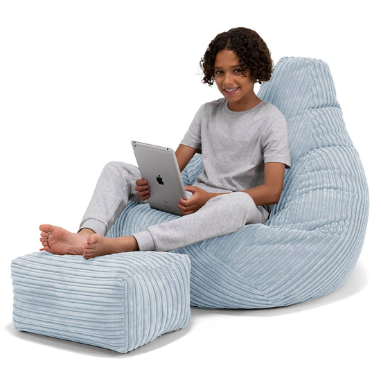 Pouf Gamer pour Enfant 6-14 ans - Côtelé Bébé Bleu 01