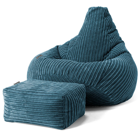 Pouf Gamer pour Enfant 6-14 ans - Côtelé Bleu Marine 02