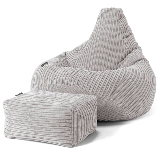 Pouf Gamer pour Enfant 6-14 ans - Côtelé Gris Argent 02