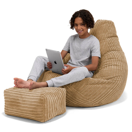 Pouf Gamer pour Enfant 6-14 ans - Côtelé Sable 01