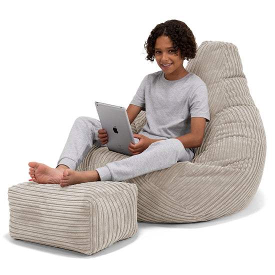Pouf Gamer pour Enfant 6-14 ans - Côtelé Vison 01