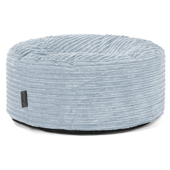 Pouf Design Rond - Côtelé Bébé Bleu 01