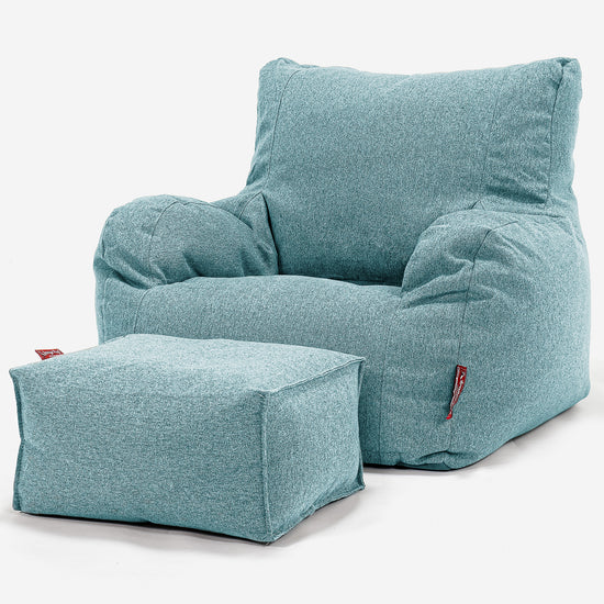 Pouf Fauteuil Design - Interalli Laine Aqua 02