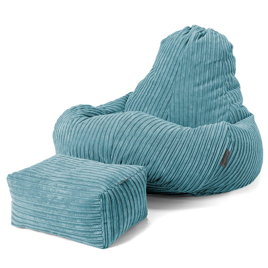 Pouf Gamer Ultra Lux - Côtelé Mer Égéé 02