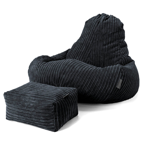 Pouf Gamer Ultra Lux - Côtelé Noir 02