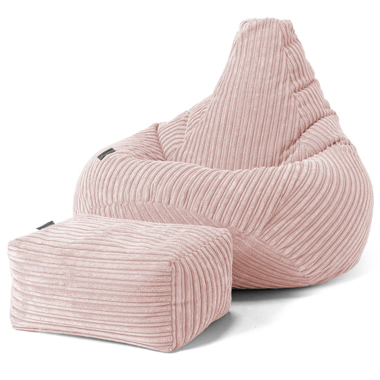 Pouf Poire Gamer - Côtelé Rose 01