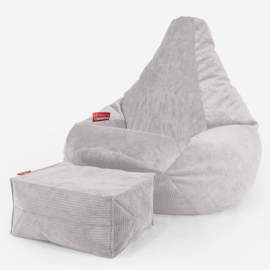Pouf Poire Gamer - Côtelé à Fines Rayures Pierre 01