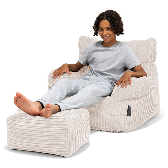 Pouf Fauteuil pour Ados 6-14 ans - Côtelé Ivoire 01