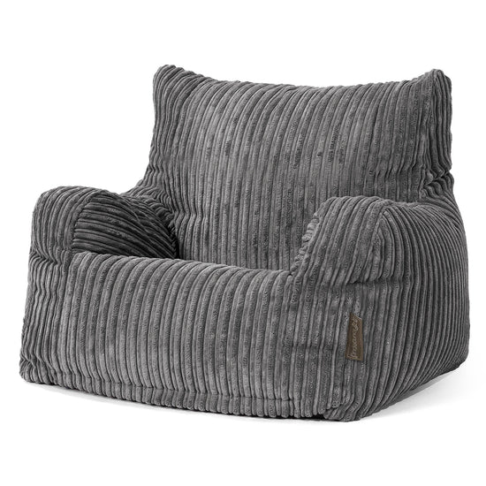Pouf Fauteuil pour Ados 6-14 ans - Côtelé Gris Acier 02