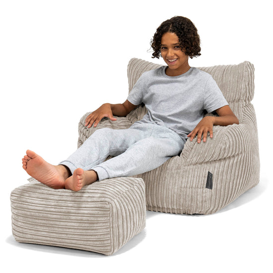 Pouf Fauteuil pour Ados 6-14 ans - Côtelé Vison 01