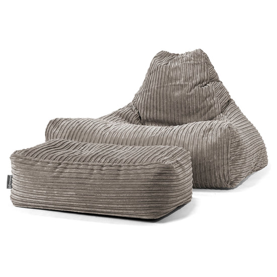 Pouf Fauteuil Relax - Côtelé Anthracite 02