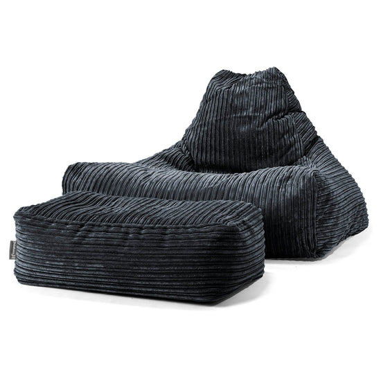 Pouf Fauteuil Relax - Côtelé Noir 02